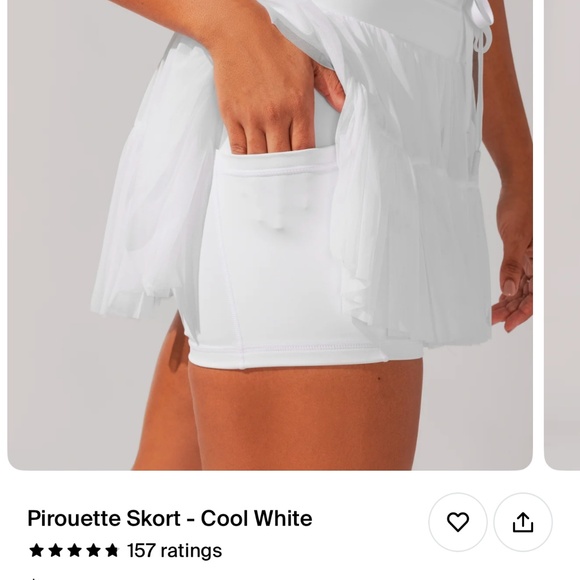 Popflex Pirouette Tennis Skort Skirt Cool White - Picture 3 of 6